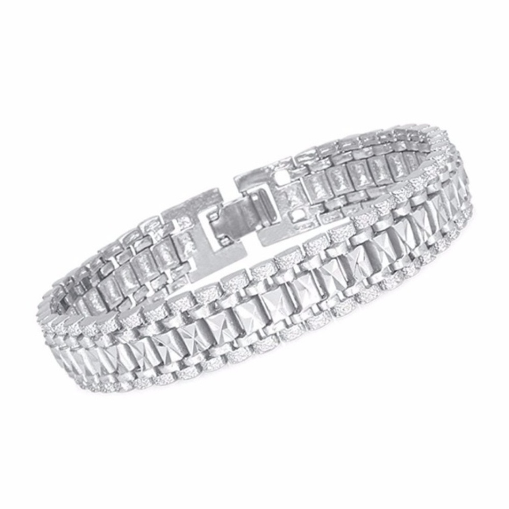 Mens "Adrian" Platinum Plated Link Bracelet